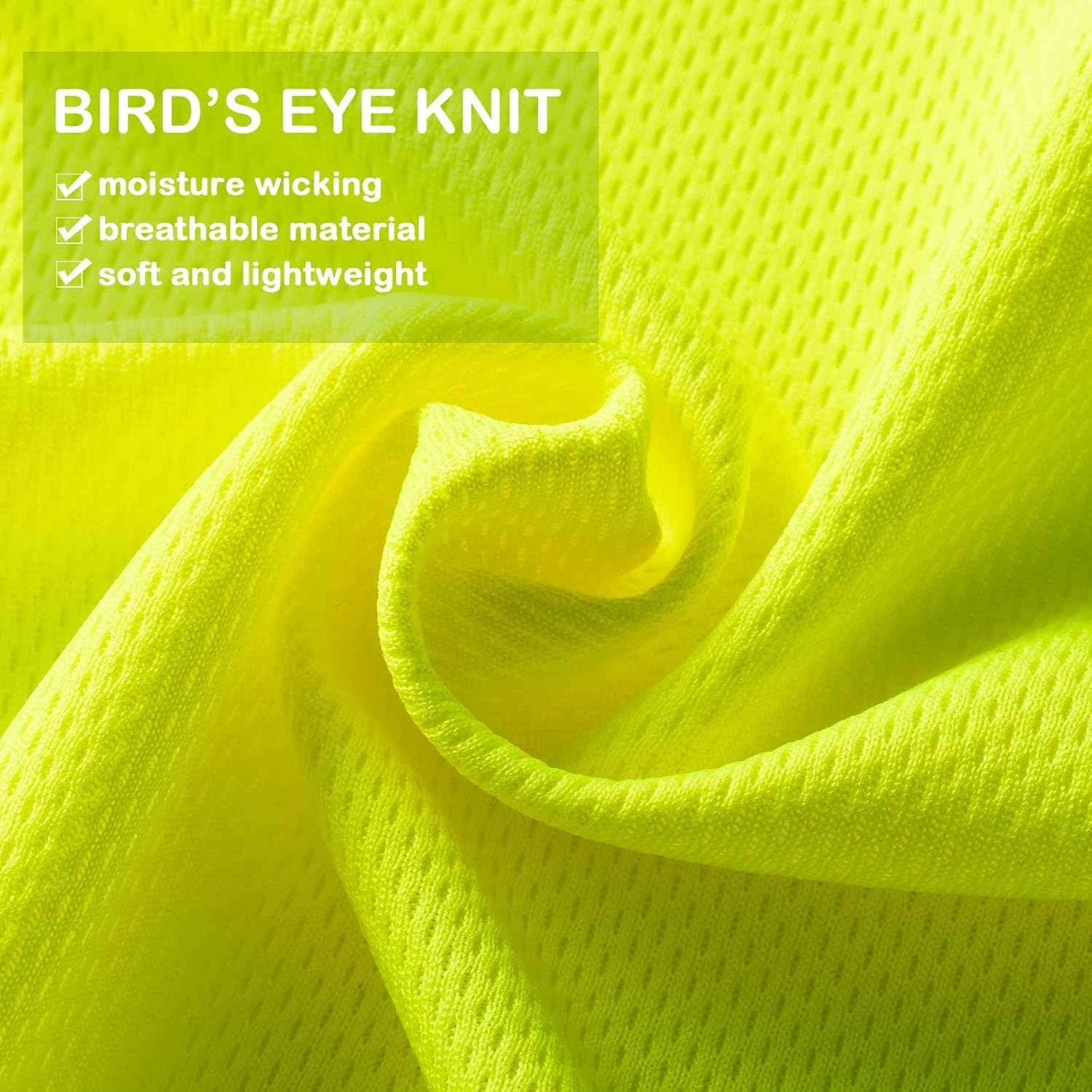High Visibility Long Sleeve Safety Shirts - 6 Pack Class 3 Reflective Wicking Shirts with Pocket (Yellow)