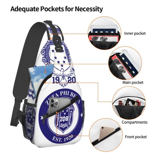 Sorority Paraphernalia Zeta Crossbody Sling Backpack: Anti-Theft Design with Adjustable Shoulder Straps on Both Sides and Two Spacious Compartments. An Ideal Gift for Sorority Members.