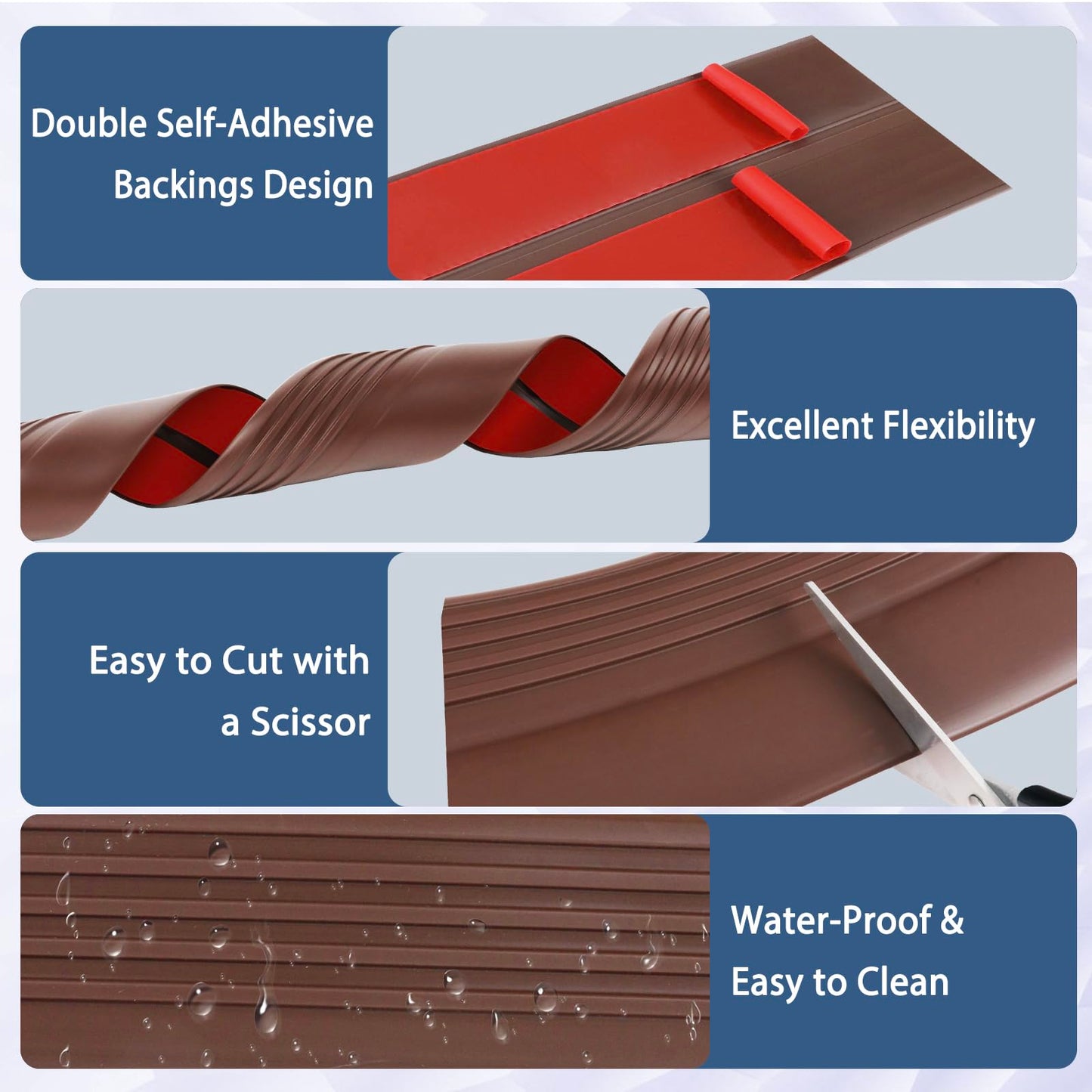 Stair Edge Trim Self Adhesive Vinyl Stair Nosing Molding Trim Non-Slip Rubber Nose Protector Peel and Stick Anti-Slip Edging for Indoor & Outdoor Use (Brown, 4 in x 3.3 Ft)