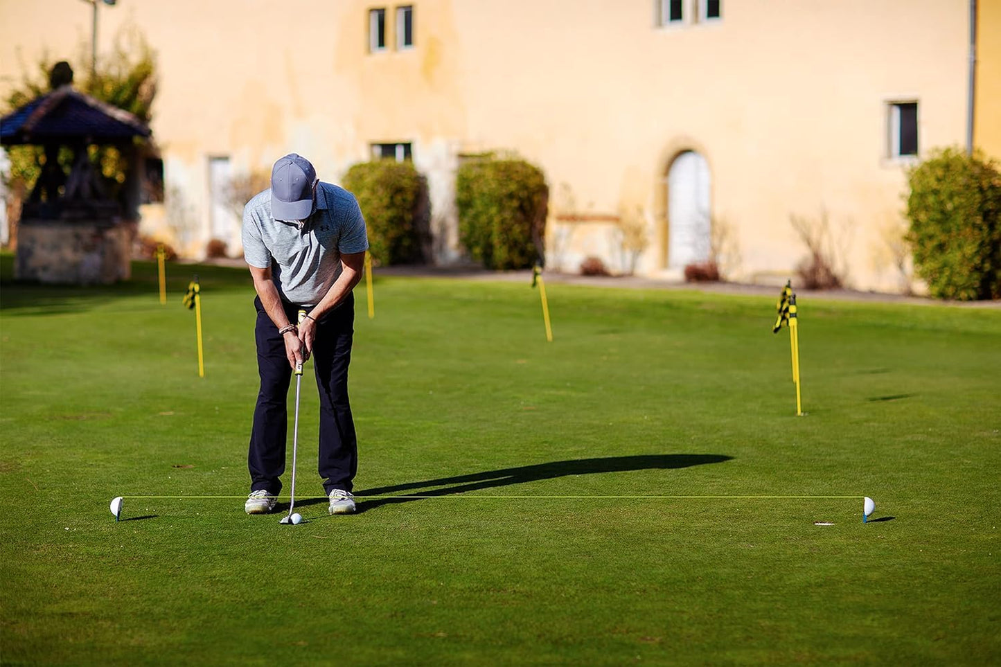 The Alignment Ball - Golf Training Aid for Setup & Alignment - Alternative to Sticks/Rods. Bundle with Golf Ball Alignment Stencil & Pen (Black/Green)