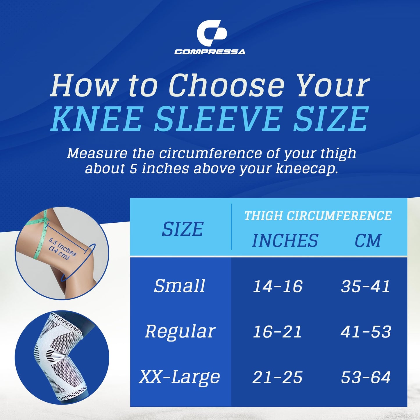Compressa Knee Sleeve for Women & Men (Regular) - Non-Slip Compression Support for Joint Pain, Muscle Recovery, Arthritis, and Injury Relief