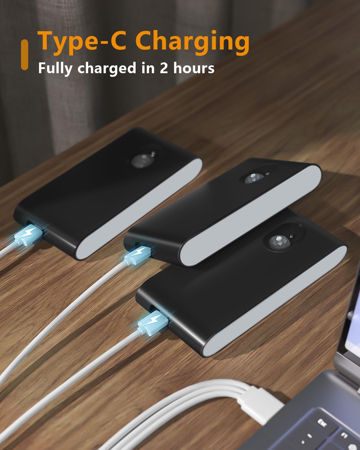 Rechargeable Motion Sensor Night Light - Wireless Battery-Powered LED for Hallway, Stairway & Bathroom - 6 Pack