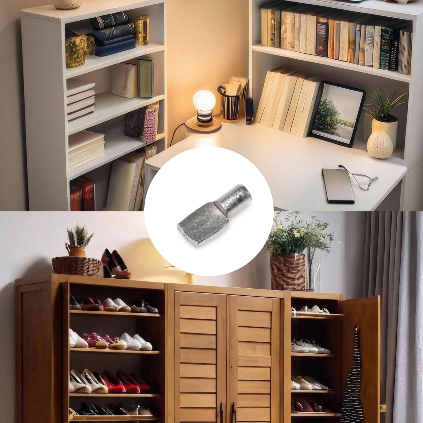 Benkyo 7mm Shelf Pins Cabinet Shelf Pegs 7mm Metal Shelf Pegs for Shelves Shelf Holders Pegs Shelf Support Pegs (50 Piece)