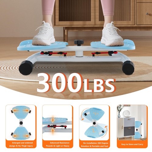 Waist Twisting Machine, Ab Twister Board, Adjustable Home Gym Equipment for Belly Fat - 330lbs Capacity, Ultra Quiet, Non-Slip Base for Women Men(Blue)