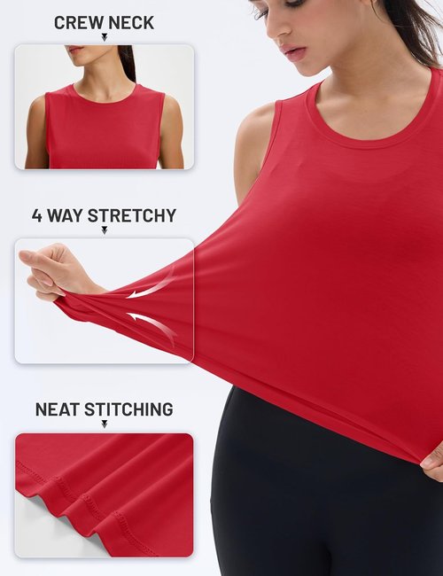MAGCOMSEN Women's Cropped Tank Top - Quick Dry Sleeveless Workout Shirt for Yoga & Gym | Loose Fit