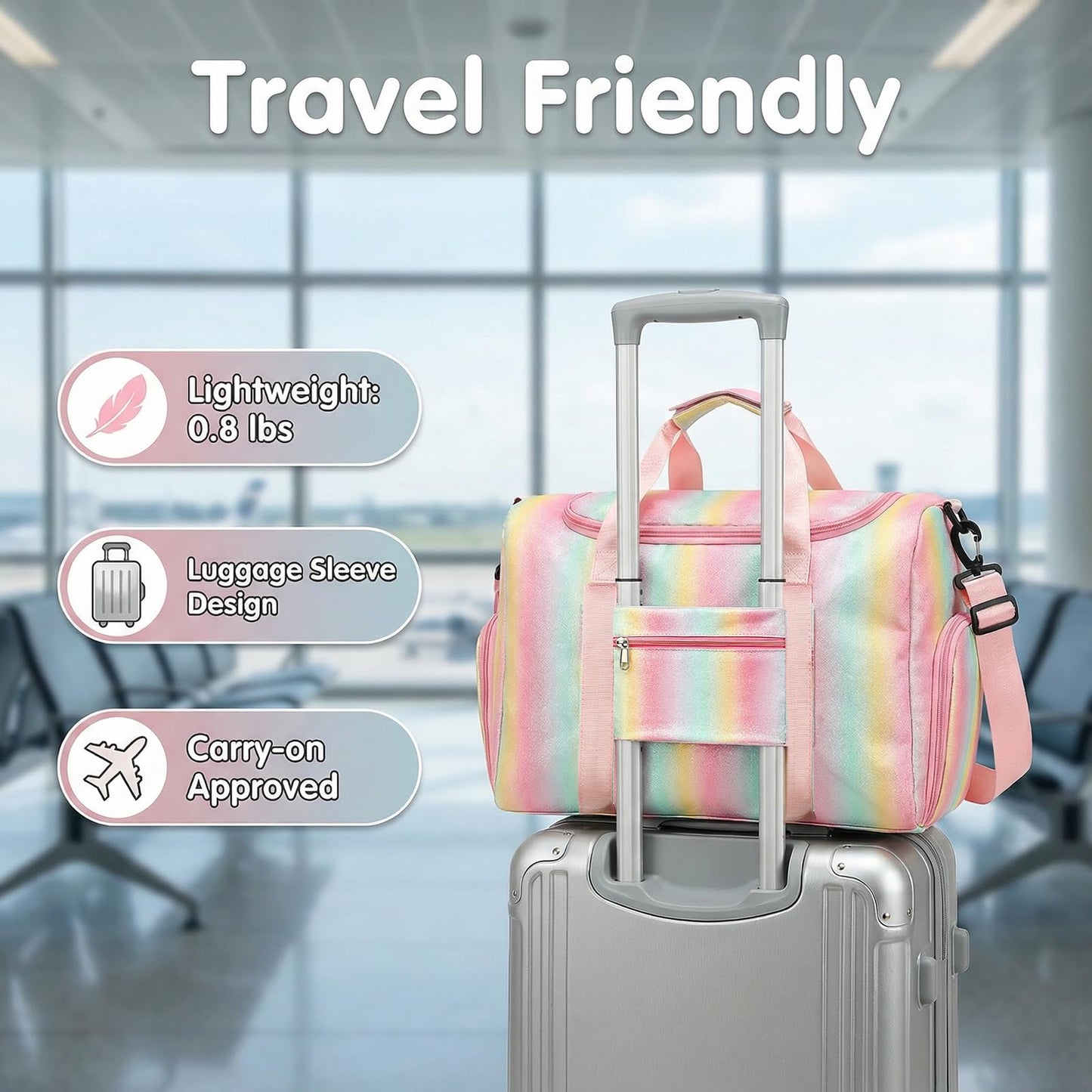 HuiLeo Birthday Gift for Teen Girl Gifts Trendy Stuff, Kids Travel Duffle Bag Girls Initial Gym Bag with Shoes Compartment, Personalized Weekender Bags Pink A