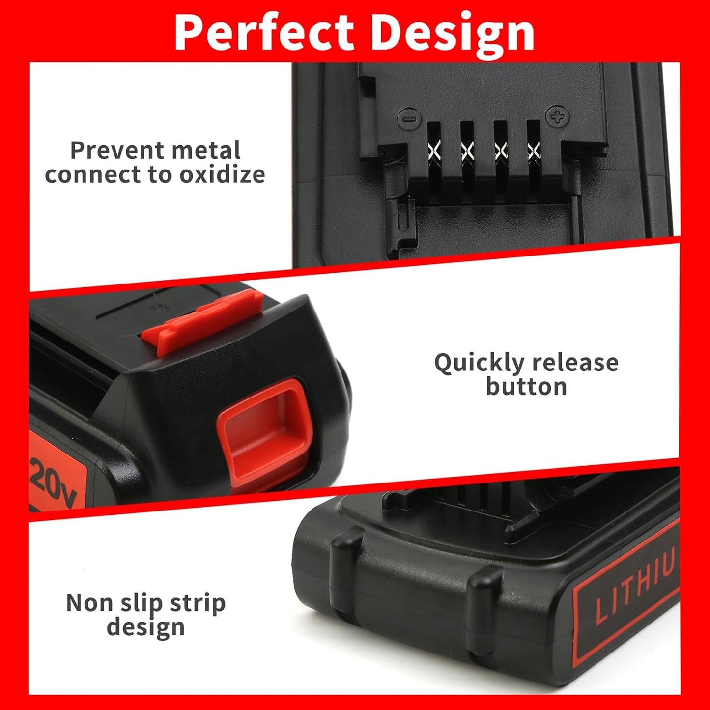2-Pack 4.0Ah Lithium Replacement Battery for Black & Decker 20V Max Tools - Extended Runtime