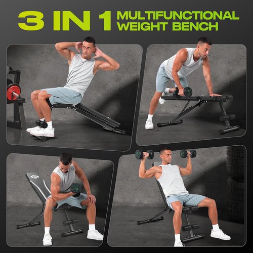 ANCIHER Weight Bench - 660LBS Foldable Home Gym Workout Bench with 8 Adjustable Backrests for Full Body Strength Training