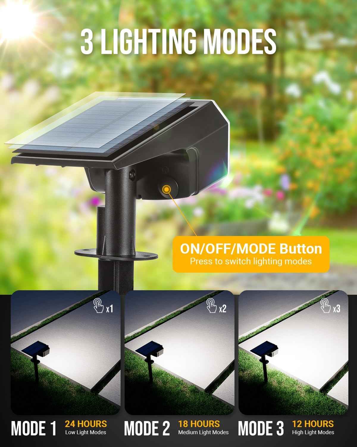 Outdoor Solar Spot Lights - Waterproof 63 LEDs with 3 Modes, IP65 - 4 Pack for Garden & Backyard
