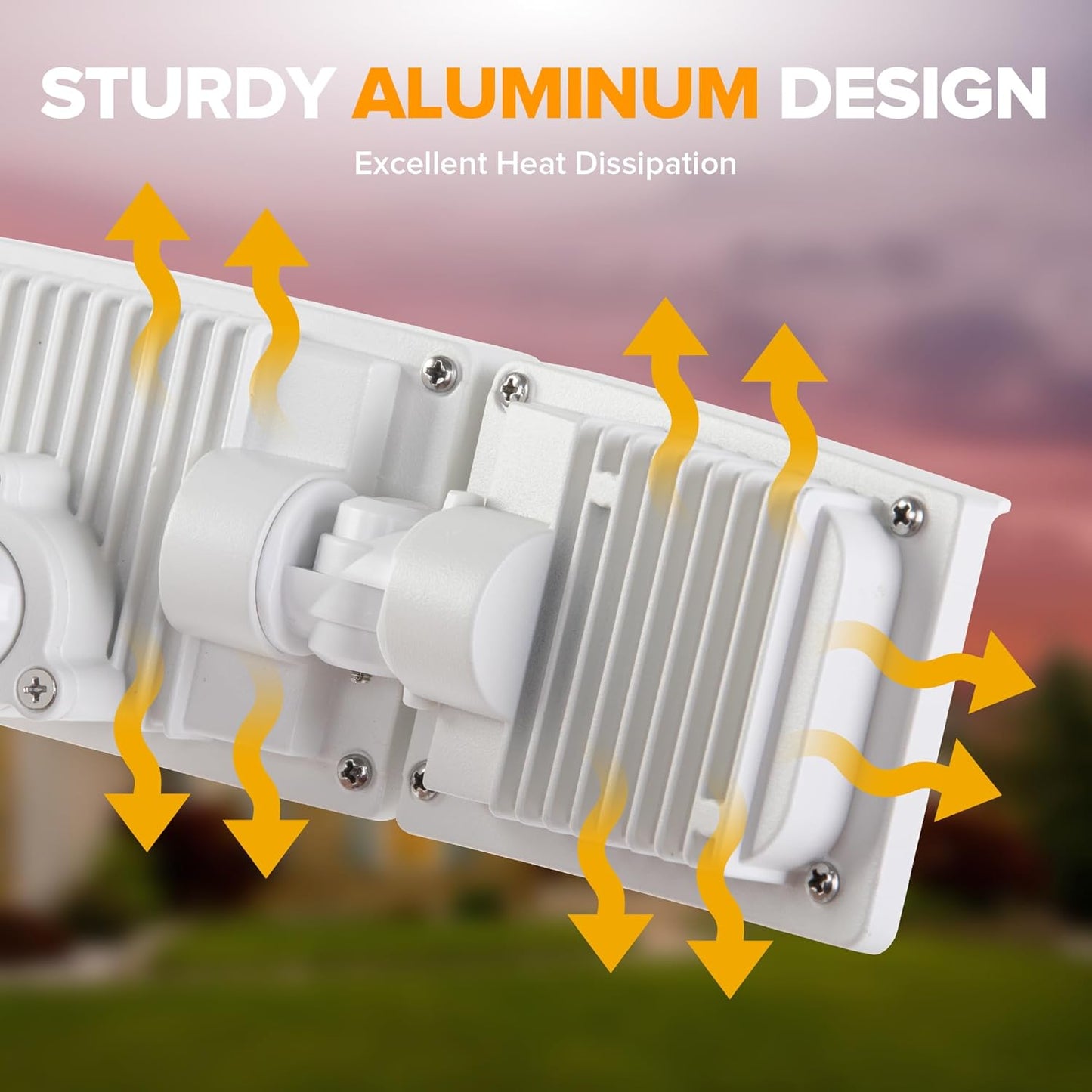 75W LED Flood Light - 8000 Lumen Outdoor Security Light with 3 Adjustable Heads, IP65 Waterproof for Garage, Yard & Patio - 5000K Daylight