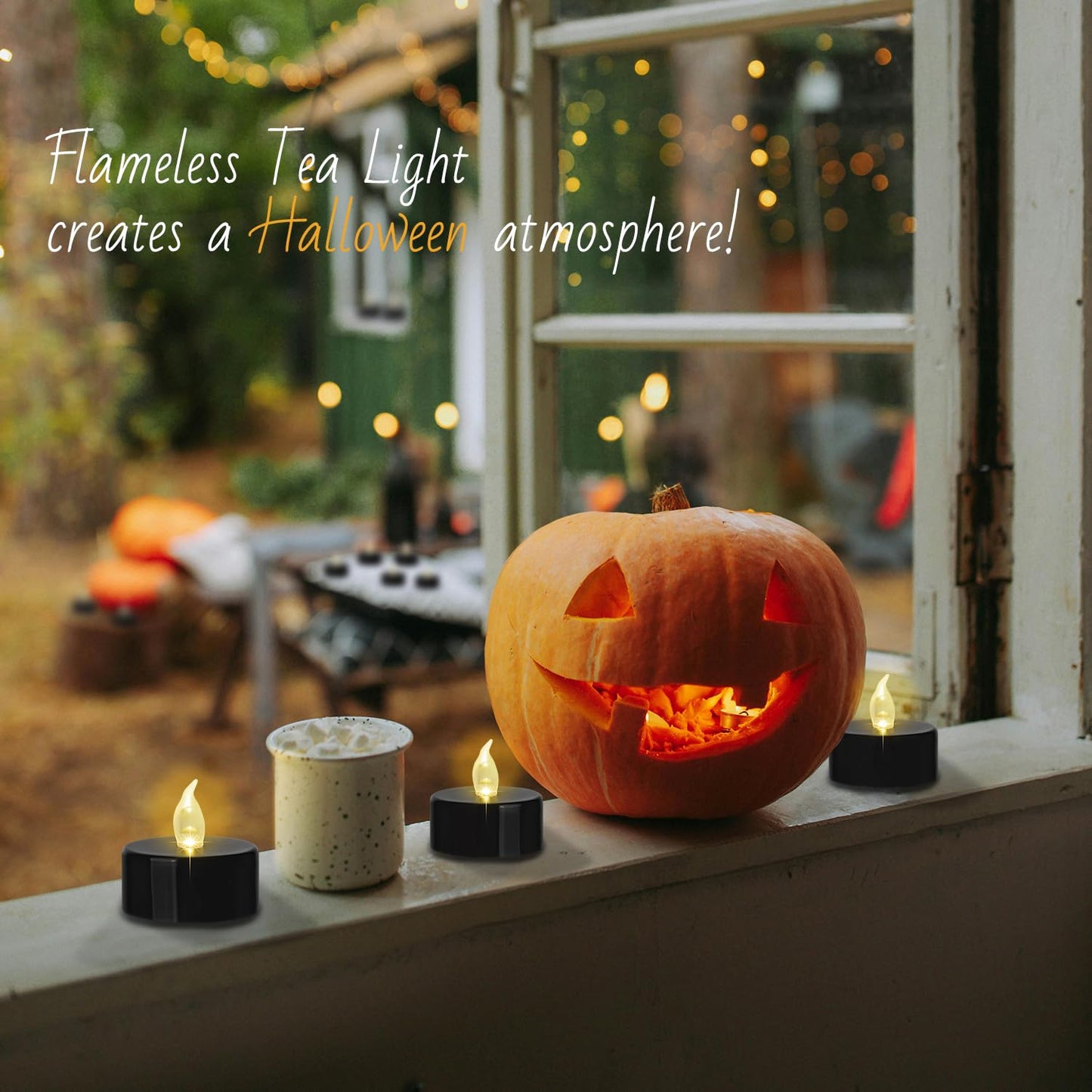 Tappovaly Black Tea Lights Candles Battery Operated, 24 Pack Electric Flameless Votive Candles Long Lasting 200 Hours, LED Flickering Tealight Candle for Halloween Holiday Party Home Decoration