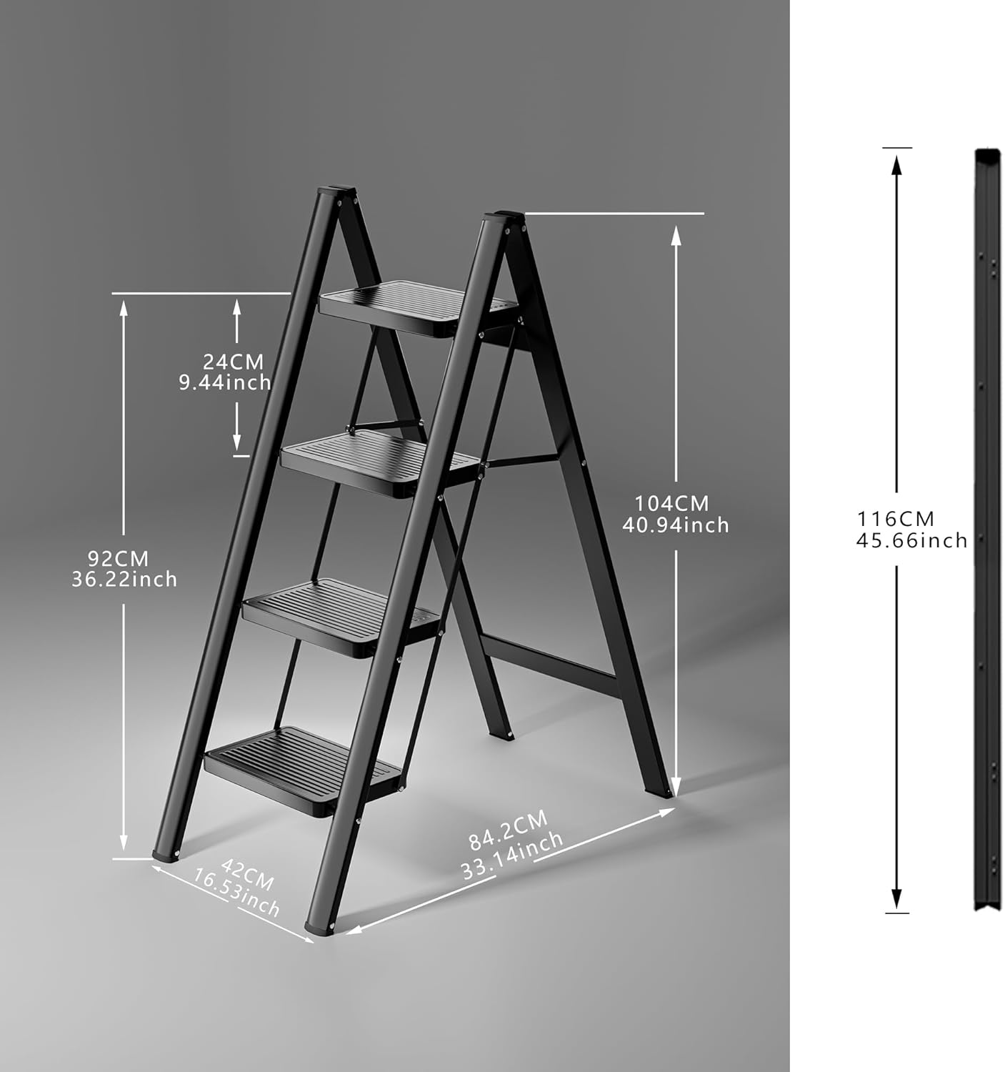3-Step Folding Ladder - Sturdy 330 lbs Capacity Step Stool with Anti-Slip Pedals for Home & Office