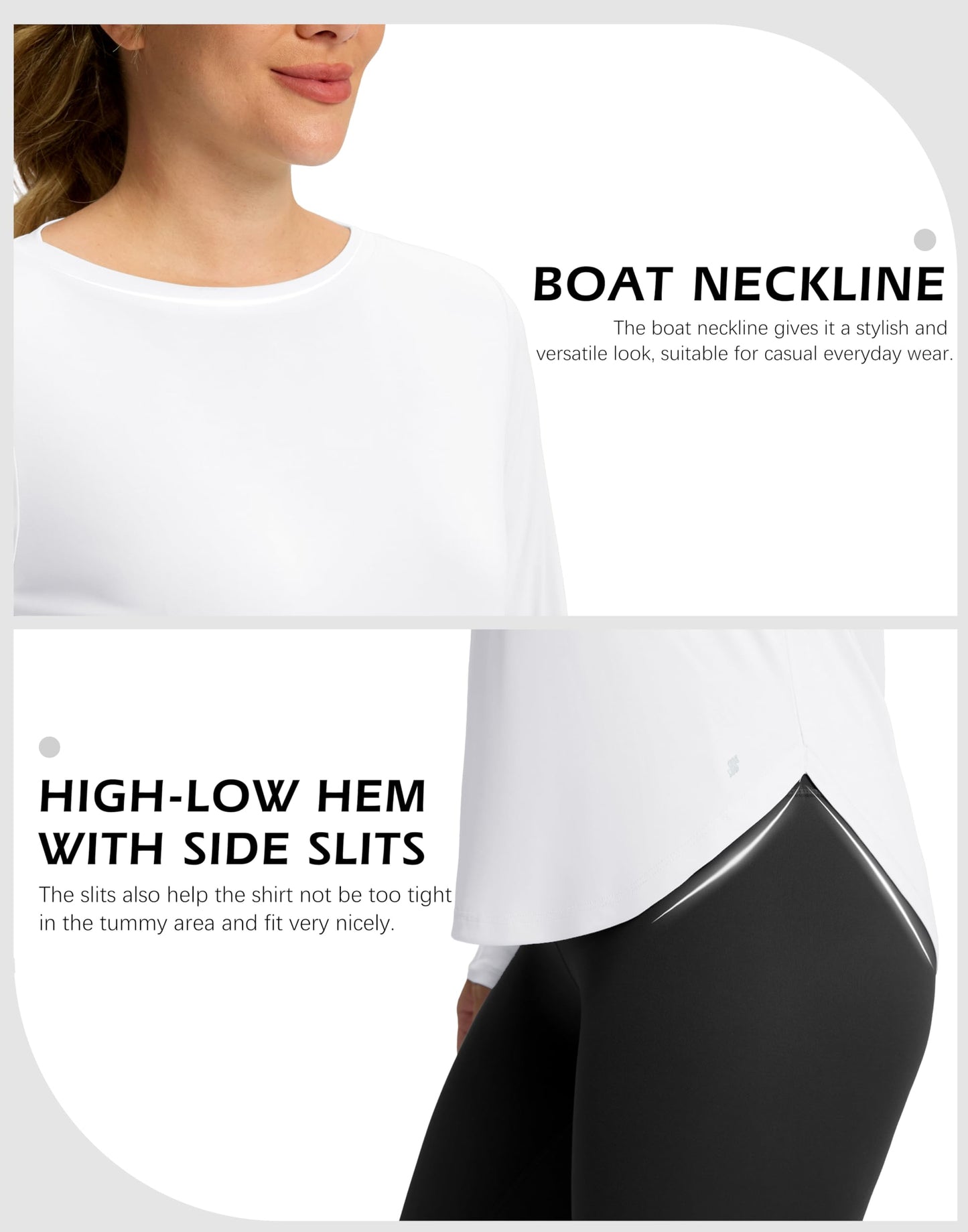Soothfeel Women's Sun Shirts UPF 50+ UV Protection Lightweight Quick Dry SPF Long Sleeve Workout Hiking Tops Outdoor Clothing, White, L
