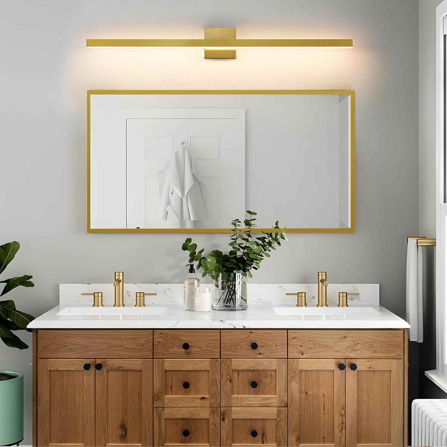 24-Inch Dimmable Gold Bathroom Vanity Light - Modern LED Bar Fixture for Over Mirror