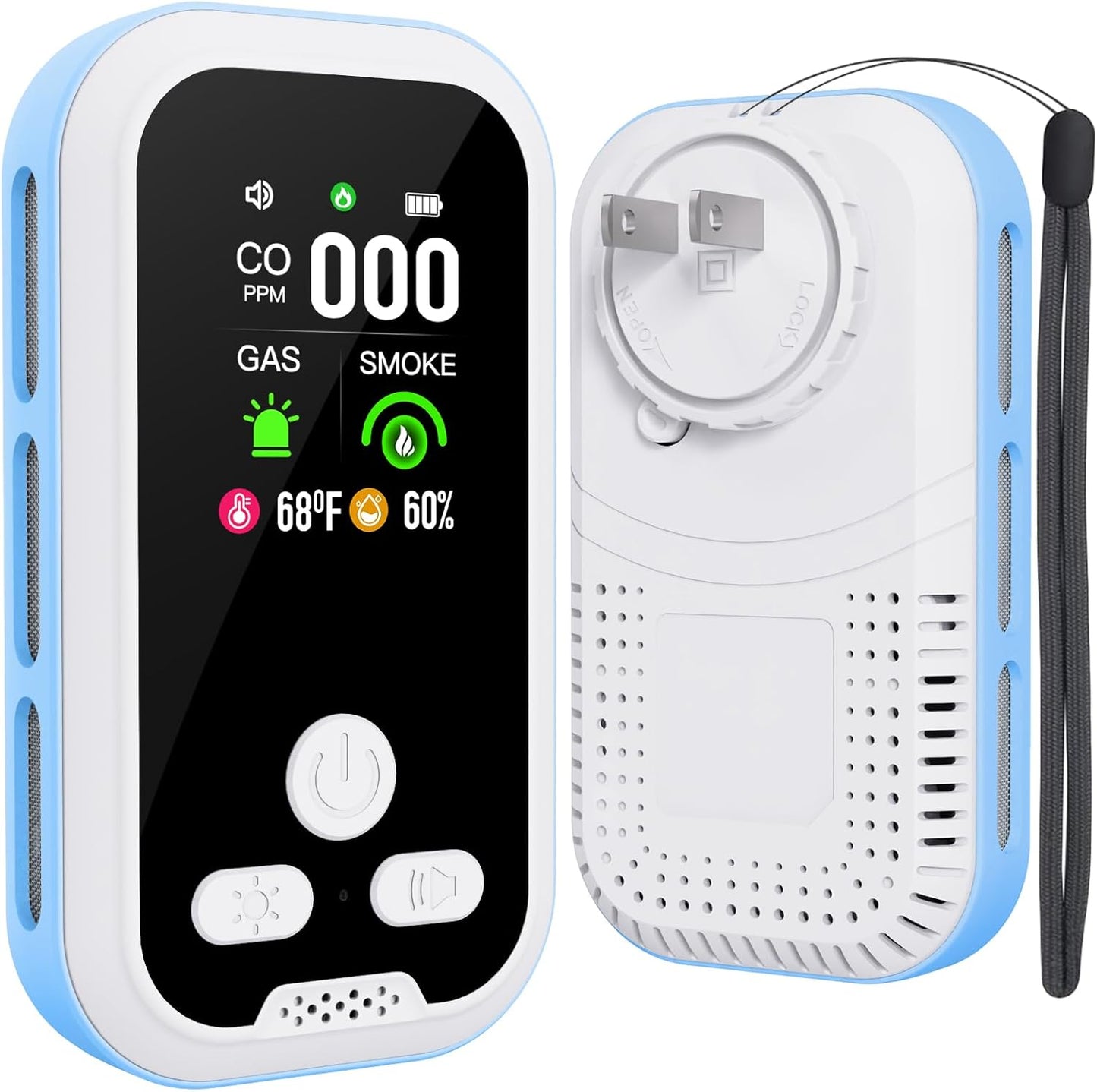 5-in-1 Carbon Monoxide Detector with LCD Display - CO, Gas, Smoke, Temp & Humidity Alarm for Home, RV & Camping Safety