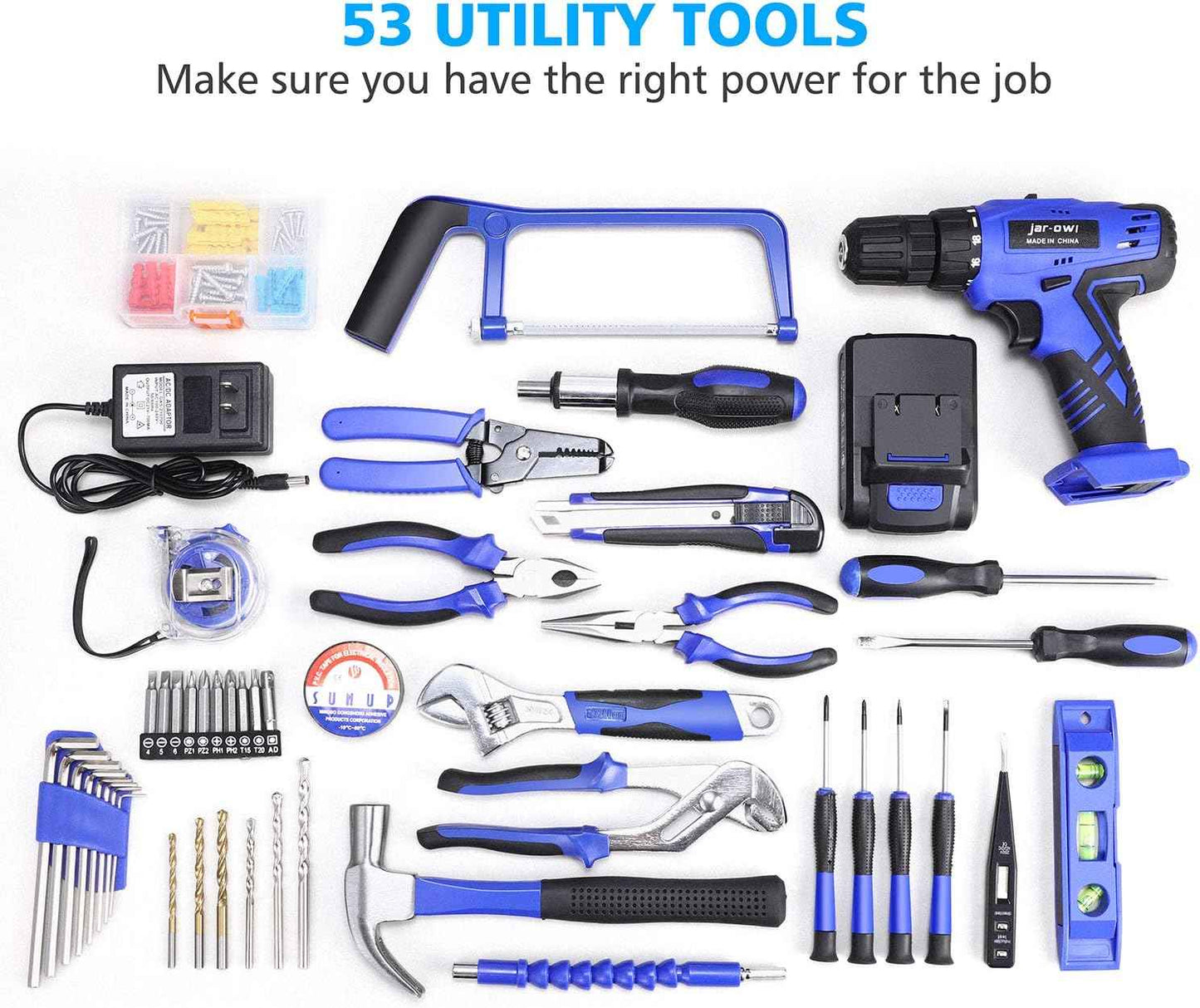 16.8V Cordless Drill & 108-Piece Power Tool Combo Kit for Home & Garden Repairs