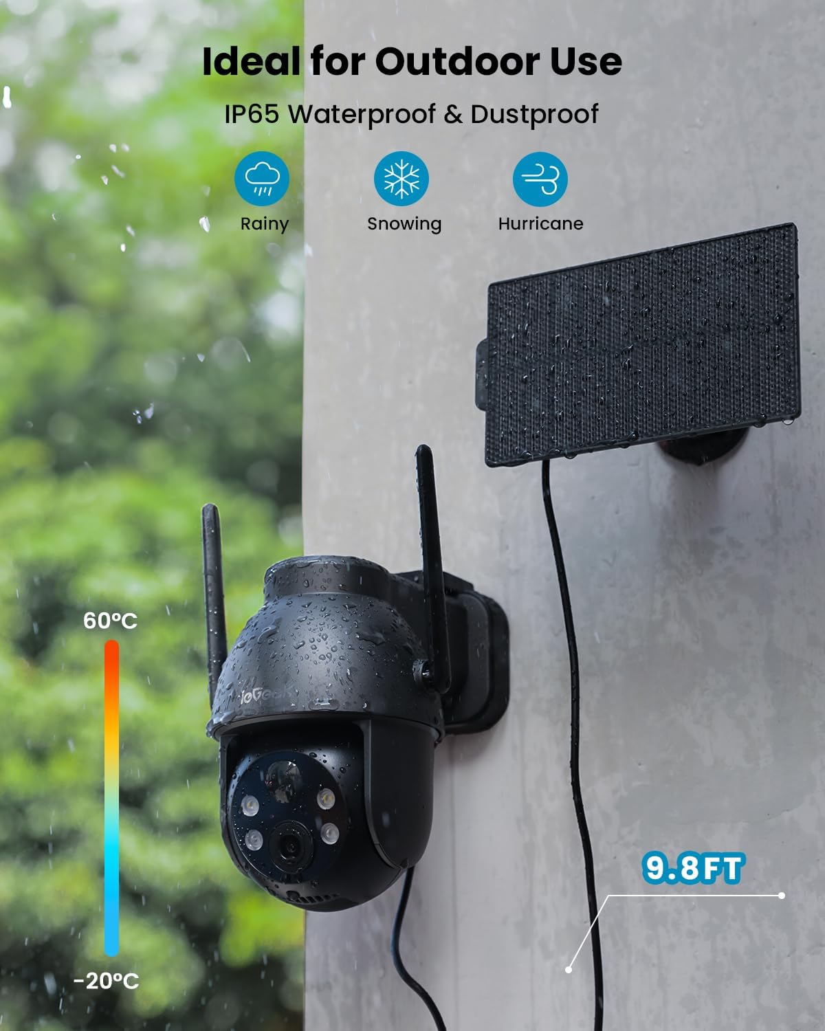 2K Solar WiFi Security Camera - Wireless Outdoor Surveillance with 360° PTZ & Night Vision