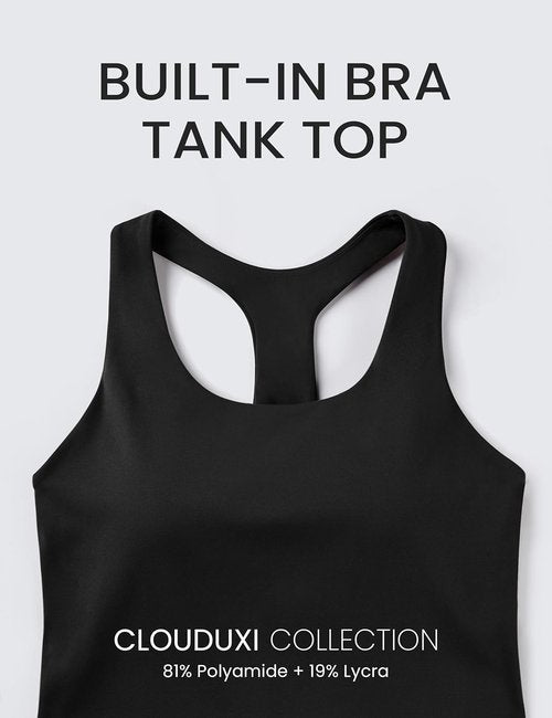BAYDI Clouduxi Workout Tank Tops - Women's Racerback Yoga Shirt with Built-In Bra | Athletic Sleeveless Camisole
