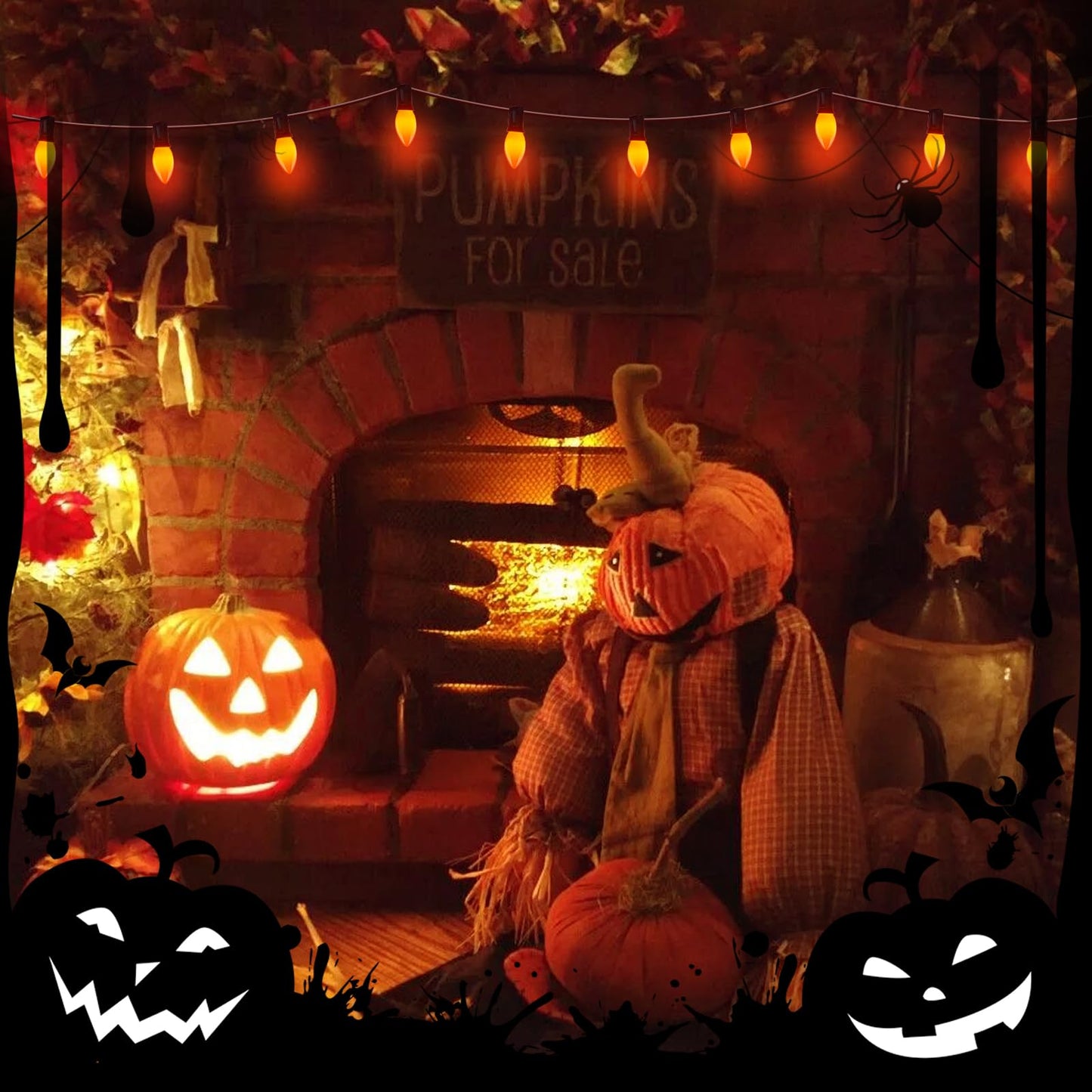 25 Pack C9 Orange Halloween Replacement Bulbs, LED Orange Night Lights for Halloween Christmas Outdoor Indoor Patio String Lights, C9/E17 Candelabra Base, 0.6 Watt