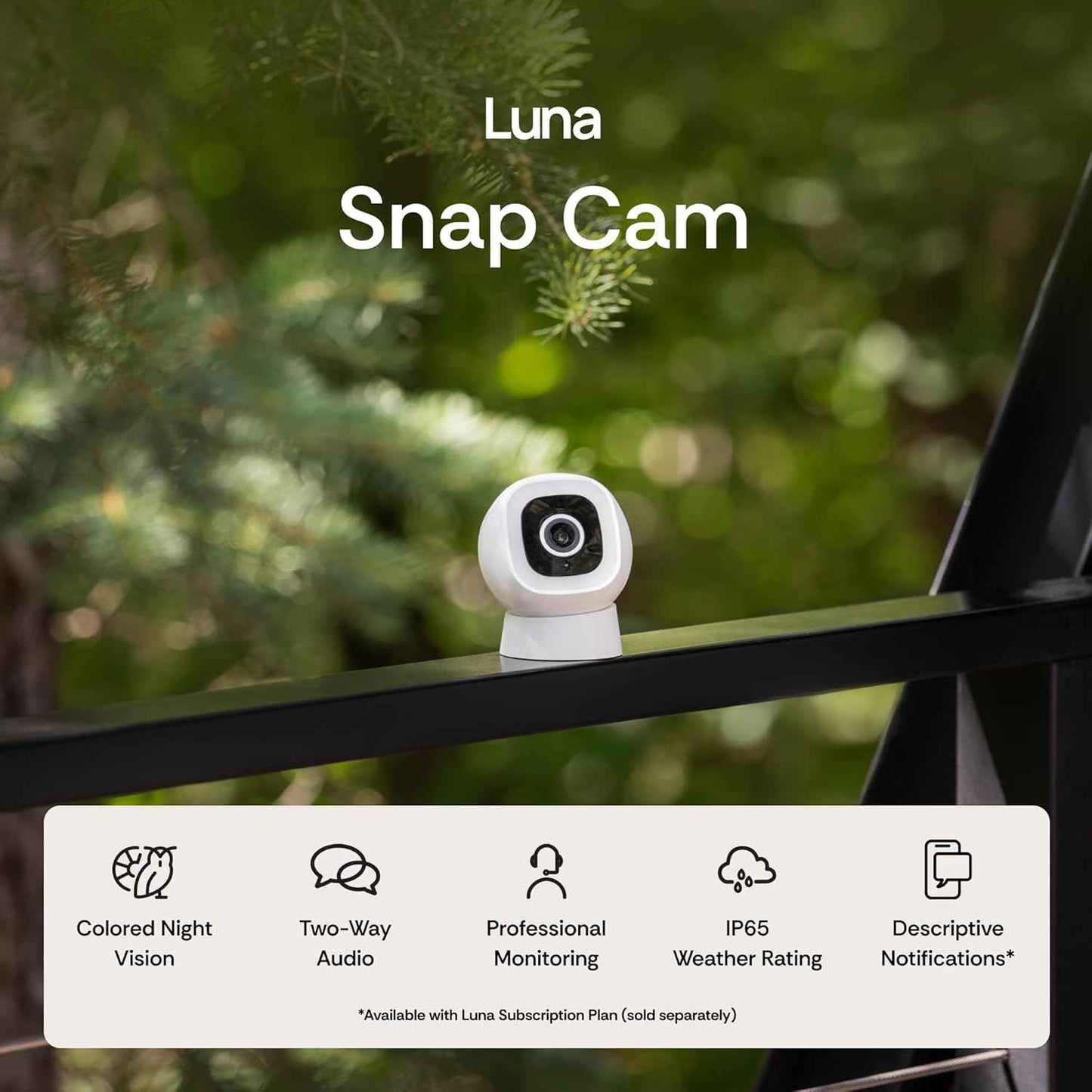 2-Pack Luna 2K AI Home Security Cameras - Wi-Fi 6, Color Night Vision, Smart Alerts
