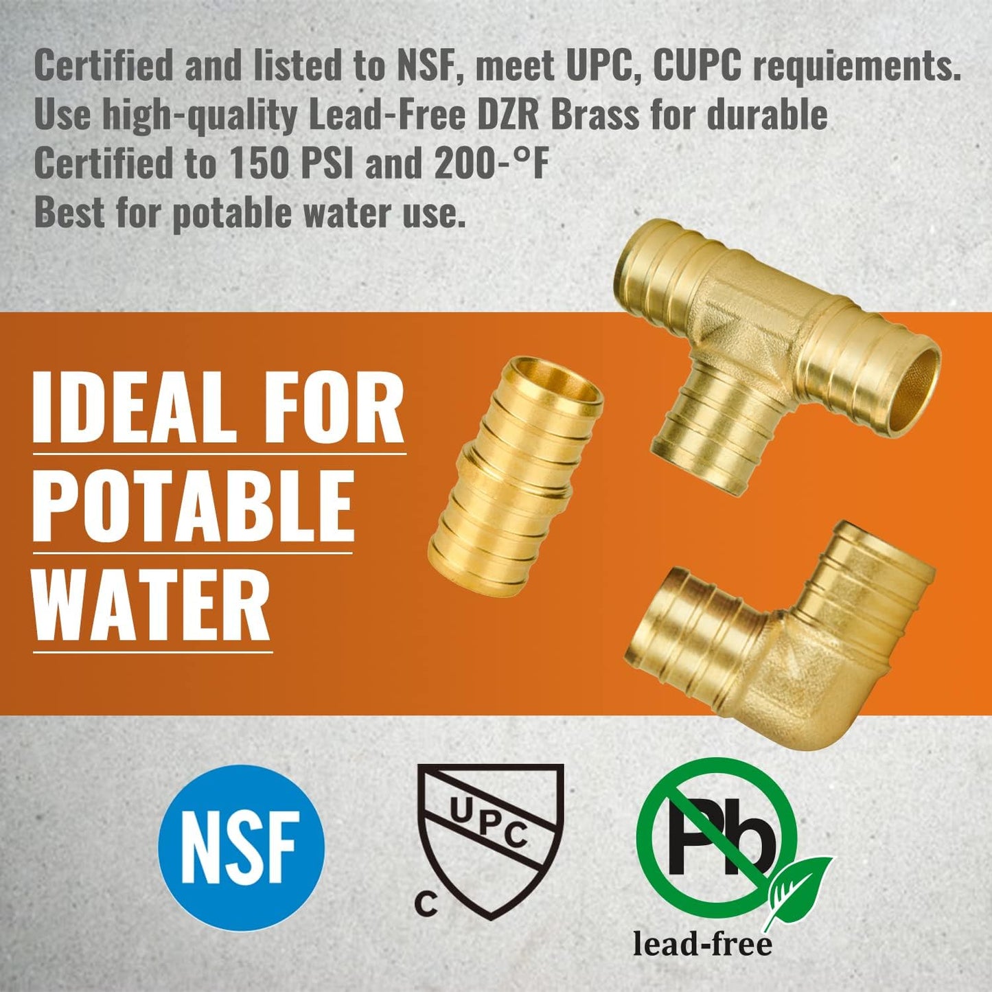 36-Pack 3/4" PEX Fittings Set - Lead-Free Brass Elbow, Tee & Coupling Assortment, NSF Certified
