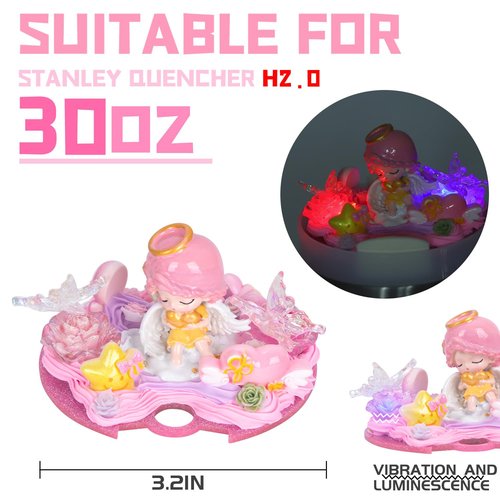 foci cozi Compatible with Stanley Cup Lid Accessories Charms,Angel Sparkling Flower Charms for Stanley Cups H2.0 Accessories 30oz 40oz (Angel Pink, 30oz)