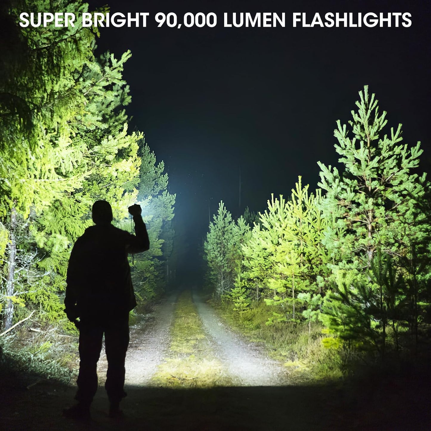 Super Bright Rechargeable Flashlight - 90,000 Lumens, 5 Modes, IPX7 Waterproof - 3 Pack for Home & Camping