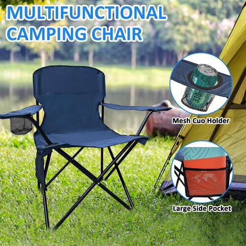SAILARY Folding Camping Chair with Cup Holder & Side Storage Bag, 300lb Capacity, Lightweight 5.5lbs Portable for Beach, Picnic, Sport, Cyan
