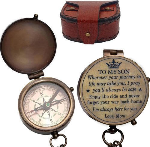 WOANIN Son Gift, Mom to Son Compass, to My Son Love Mom – Mother to Son Gifts/Dad to Son - Graduation Day Gifts fSon Birthday Gifts - Confirmation (Mom to Son Compass)