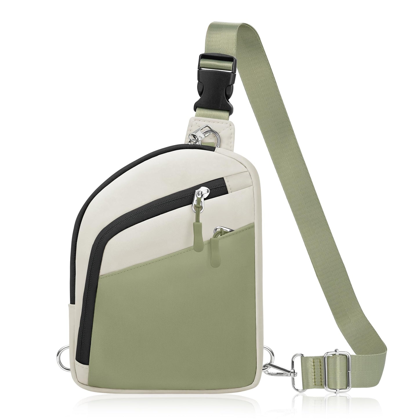 TOPEAST Anti-Theft Crossbody Bag for Women Men, Small Cross Body Bags Shoulder Bag for Travel Work, Slim Sling Bag with RFID Blocking for Gift, Beige Green