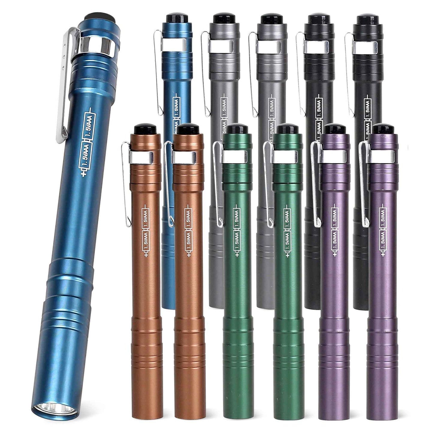 FASTPRO 12-Pack Pen Light, Aluminum LED Penlights with Batteries Included & Pre-Installed, Pocket Flashlight for Inspections, Repairs, Camping and Emergencies