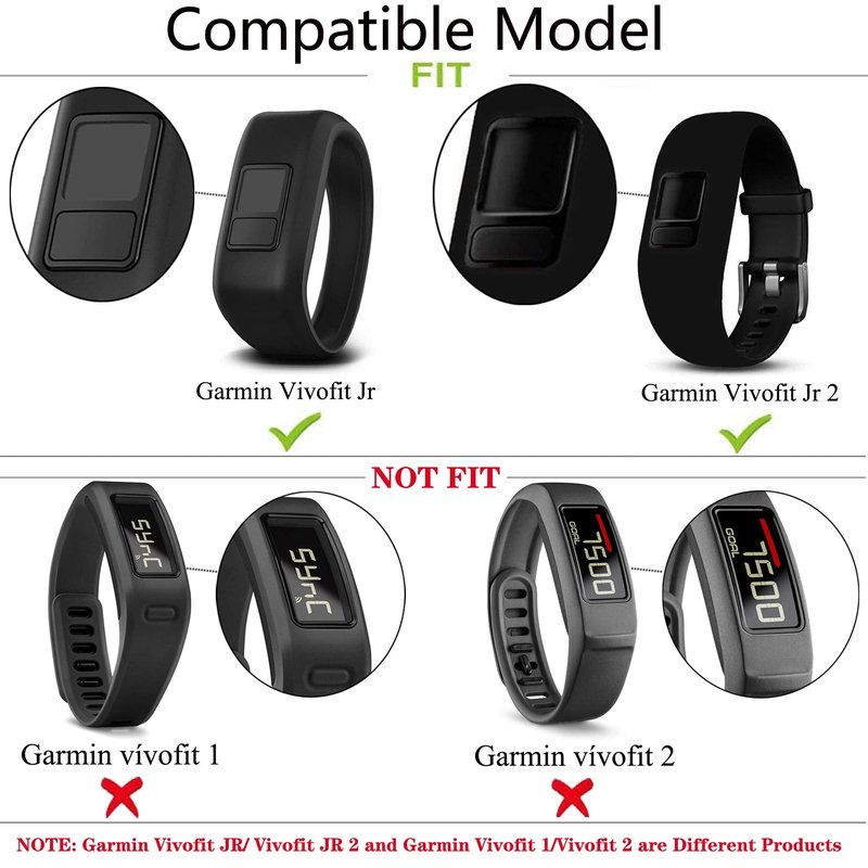 Band for Garmin Vivofit Jr/Vivofit Jr. 2, Soft Silicone Replacement Watch Band Strap for Garmin Vivofit Jr/Vivofit Jr. 2 Activity Tracker, Small, Large
