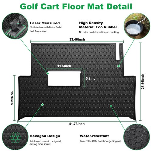 LEAPGOMAX Club Car Precedent Floor Mat, Full Coverage Golf Cart Floor Mat Replacement for Precedent (2004-2023)/Onward & Tempo (2017-2023)/Villager & V4L (2019-2023)-Black Trim