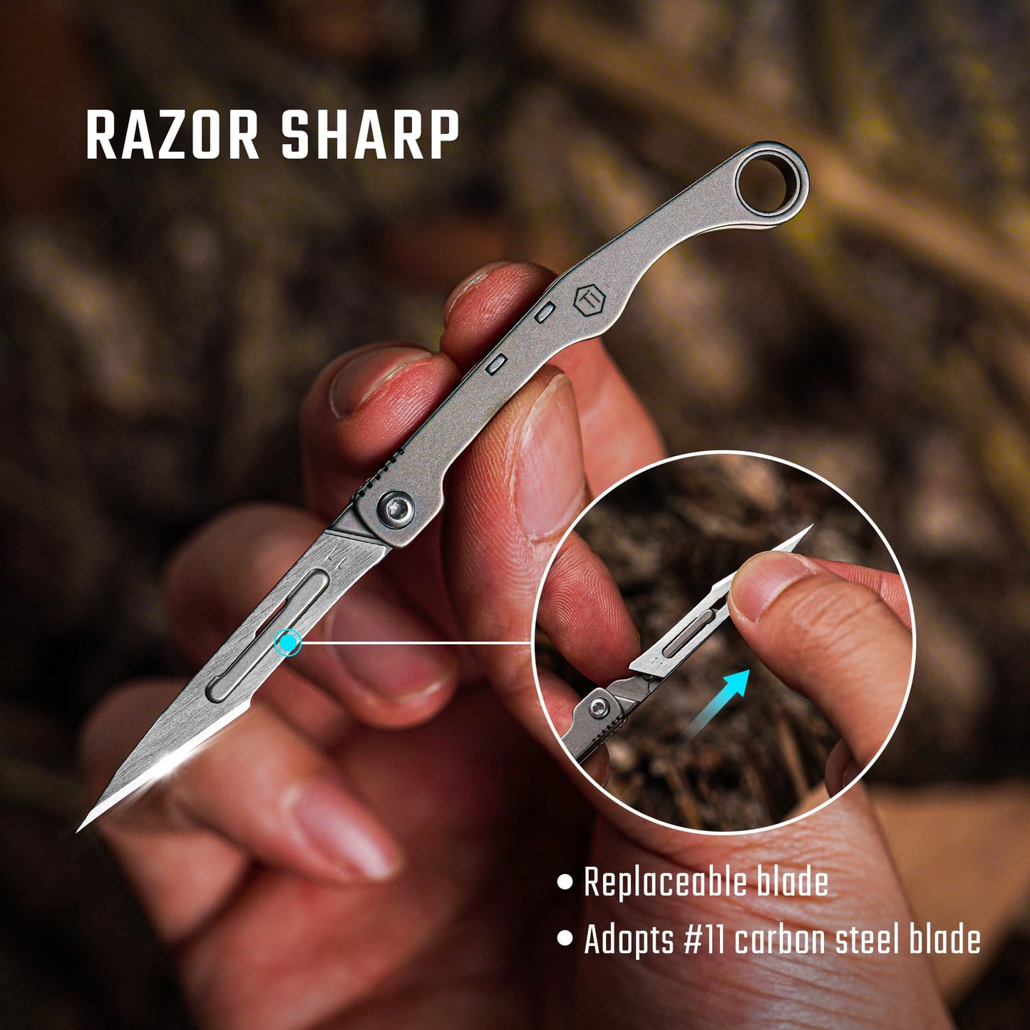 KeyUnity KK13 Precision Craft Utility Blade Titanium Handle Mini Cutting Tool for Arts Crafts DIY Projects Paper Cardboard Fabric and Hobby Use with Replaceable Blade