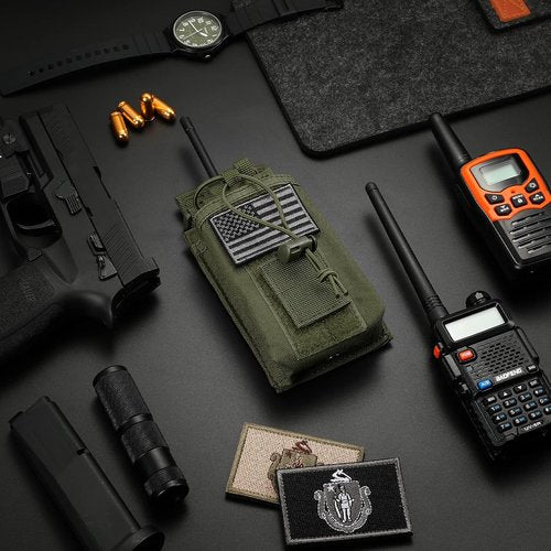 FRTKK Tactical Radio Holder - Universal Molle Radio Pouch for Two-Way Walkie Talkies | Army Green