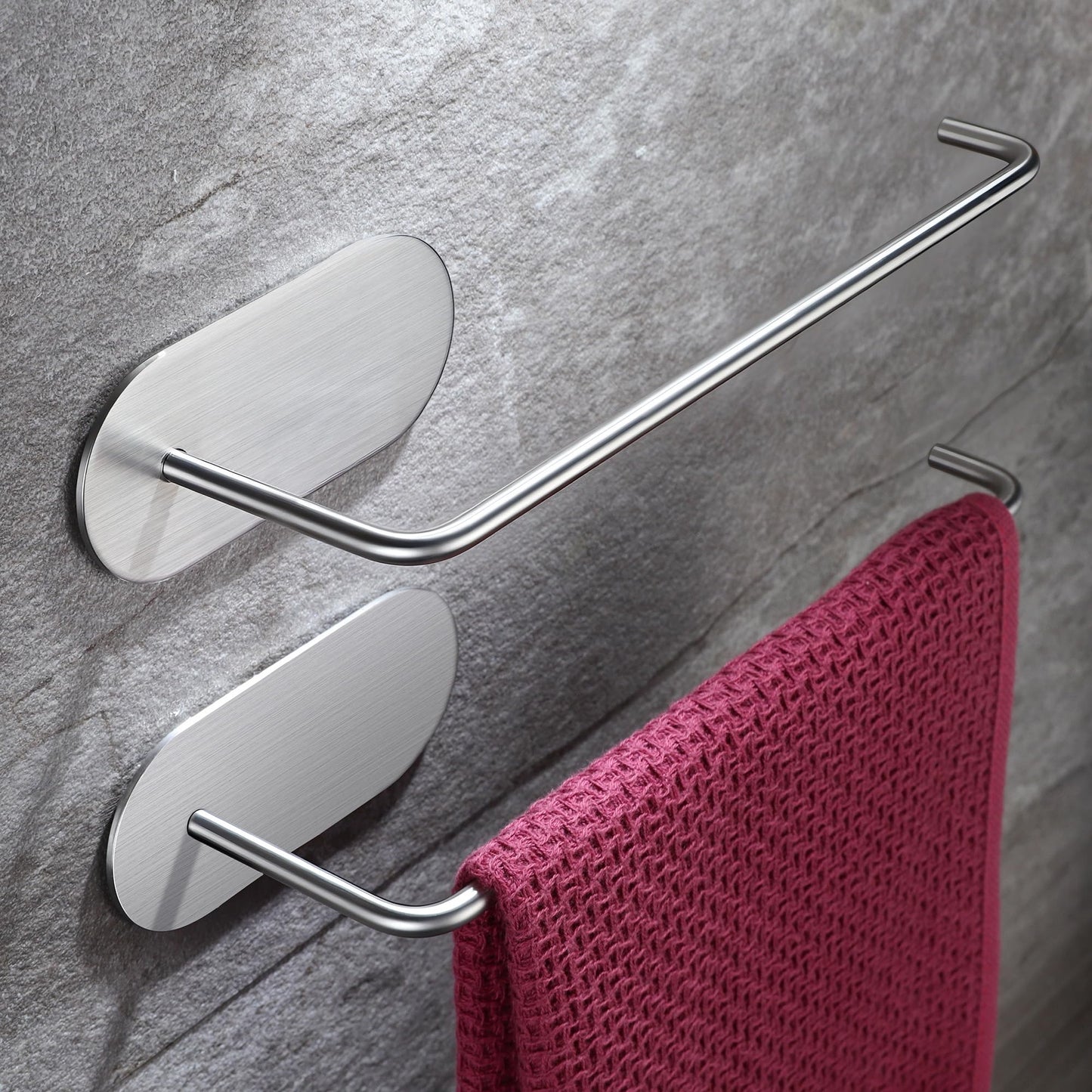SUNTECH Hand Towel Holder 2 Packs,Self Adhesive Stick on Wall Towel Rack, Bath Hand Towel Holder for Bathroom and Kitchen No Drilling