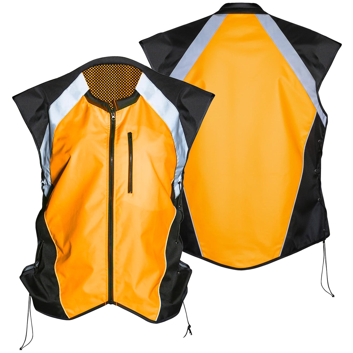 Badass Moto Motorcycle Safety Vest. Orange Motorcycle Reflective Vest with Pockets. High Visibility Biking Gear for Men and Women. Stylish Hi Vis Gear Gifts for Harley Davidson Riders, ATV Riding. 3XL