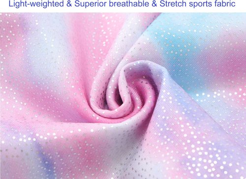 Domusgo Sparkly Gymnastics Leotard for Girls - Pro One-Piece Unitard with Shorts