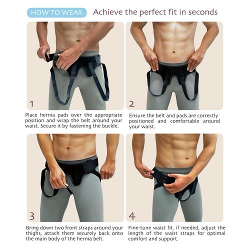 ACMELOOK Inguinal Hernia Belt for Men&Women with Quick-release Locking Buckle Adjustable Double-Sided Support with 2 Removable Pads, Breathable support Truss for Groin strain&Pain Relief (Medium)