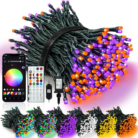 300 LED Smart Color Changing Halloween String Lights - 109FT RGB Dimmable with Remote & App, Waterproof Fairy Lights for Indoor/Outdoor Decor