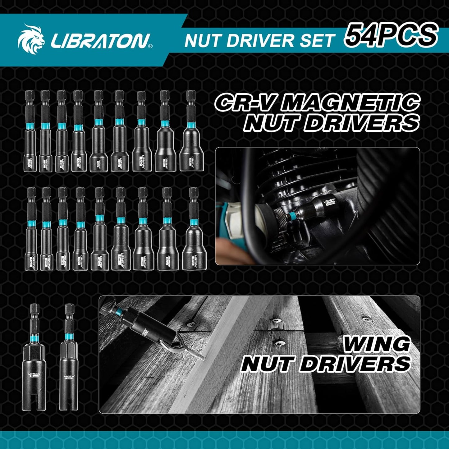 54PCS Magnetic Nut Driver Set - Impact Drill Bit & Socket Adapter with Quick-Release Extension