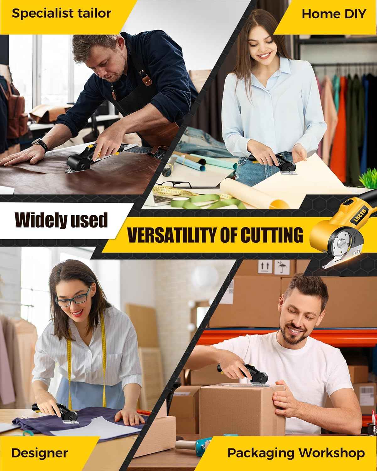 Rechargeable Electric Cardboard Cutter Scissors with LED Light & Tungsten Steel Blade