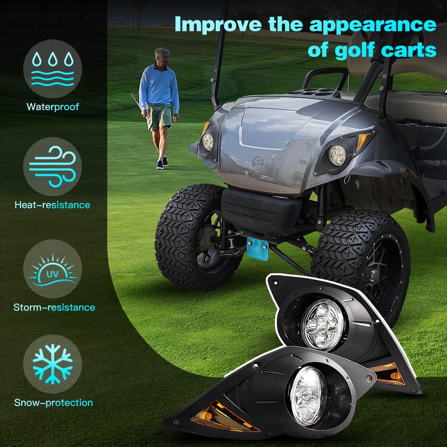 Golf Cart LED Head Light Kit For YAMAHA Drive G29 2007-2016 Gas or Electric Golf Cart Front LED Light Kit Replacement for Yamaha Gas&Electric 12V
