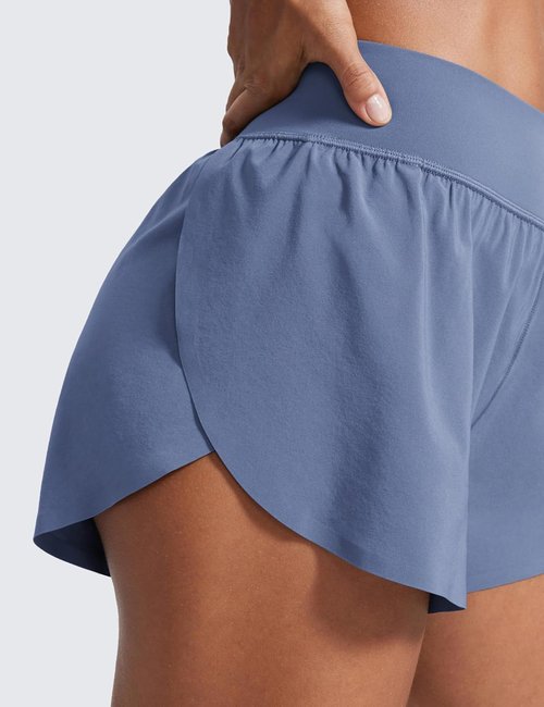 CRZ YOGA High Waisted Running Shorts - Comfy Mesh Liner for Women | Quick-Dry Athletic Gear, 3" Length