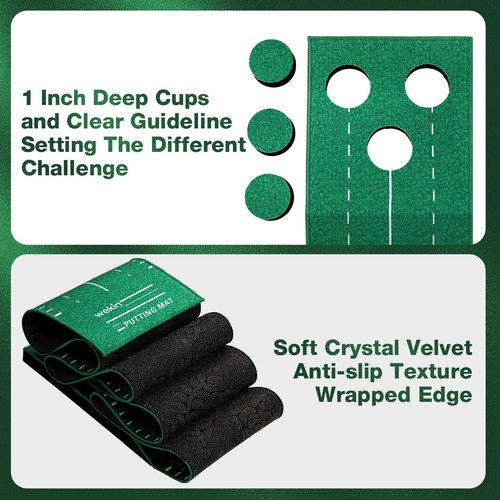 Wekin Indoor Putting Green Game Set, Golf Putting Game with Metal Putter & Golf Balls, Golf Putting Mat Training Aid for Backyard,Party,Office