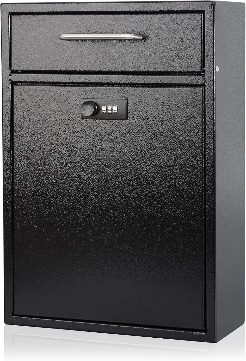 Secure Wall-Mount Mailbox with Lock | KYODOLED Large Steel Drop Box, Black, 16.2H x 11.22L x 4.72W