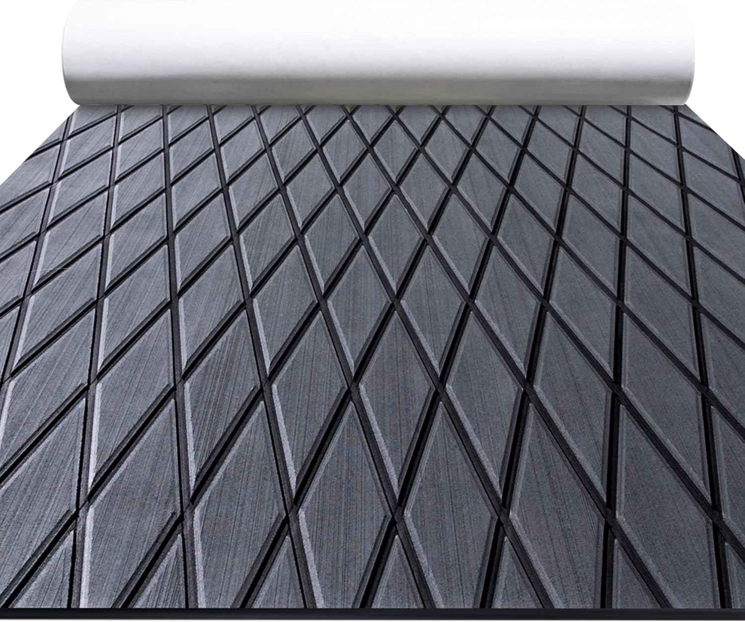 Non-Slip EVA Foam Boat Flooring Mat for Motorboats & Kayaks - 94.5''x15.7'', Dark Grey