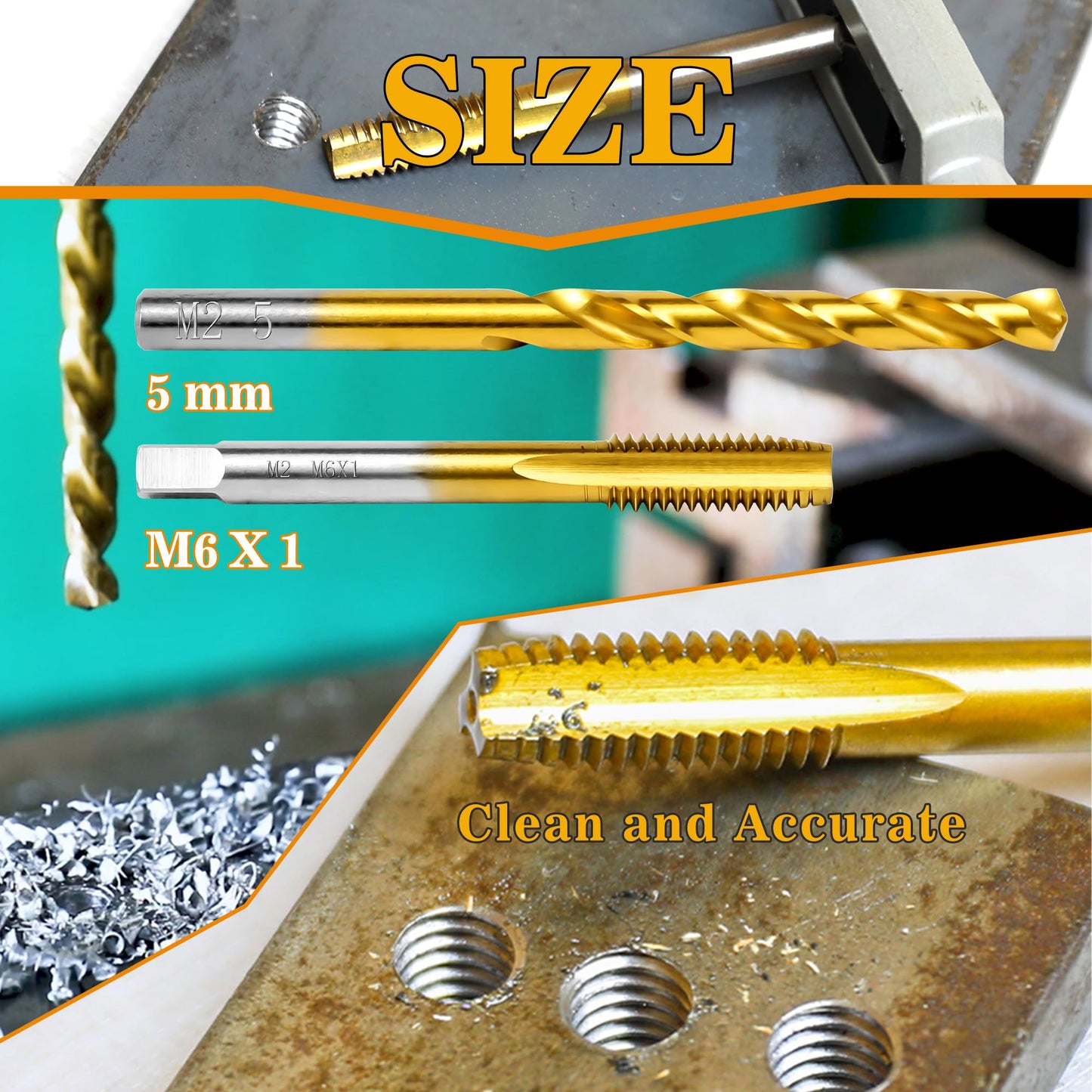 RURITKIT M6x1.0 Tap and 5.0mm Drill Bit Kit, M2 HSS Metric Drill and Tap Set, Combination of Drill and Tap Kit for Metal