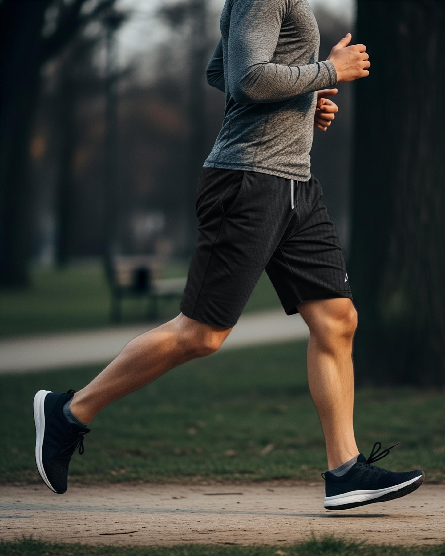 NY Threads Quick Dry Knit Men's Athletic Shorts Loose-Fit Running Gym Shorts for Men, Medium, Black/Navy/Dark Grey