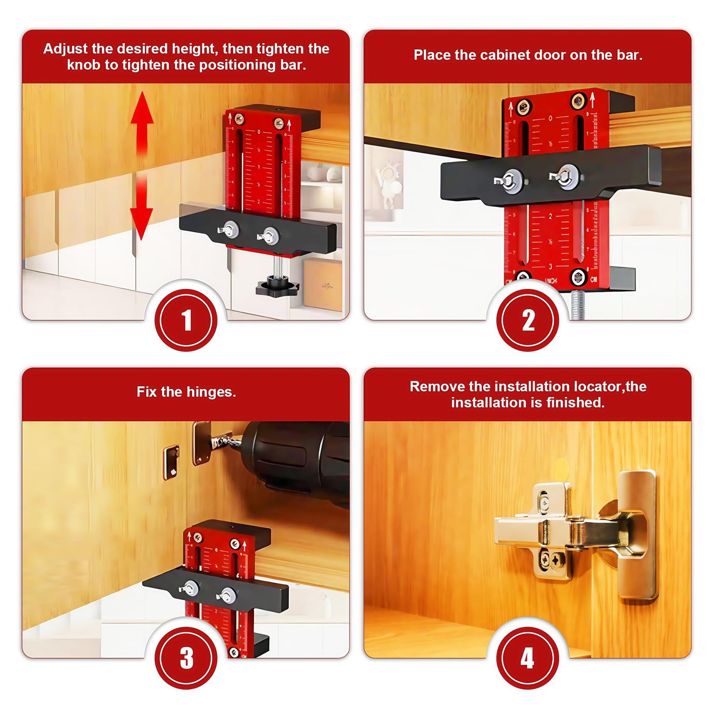 Temaowz Cabinet Door Mounting Jig, Cabinet Door Installation Jig, Adjustable Cabinet Door Installation Positioner, Cabinet Installation Tools for Installing Frameless or Face Frame